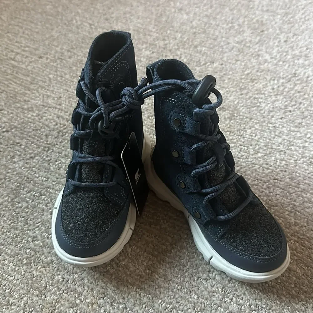 SOREL Kids' Explorer Waterproof Lace-Up Boot Blue India Ink/Moonstone Size 11